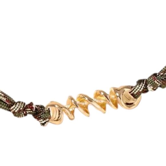 New Zara Chic Gold and Olive Modern Cord Necklace - Picture 3 of 10